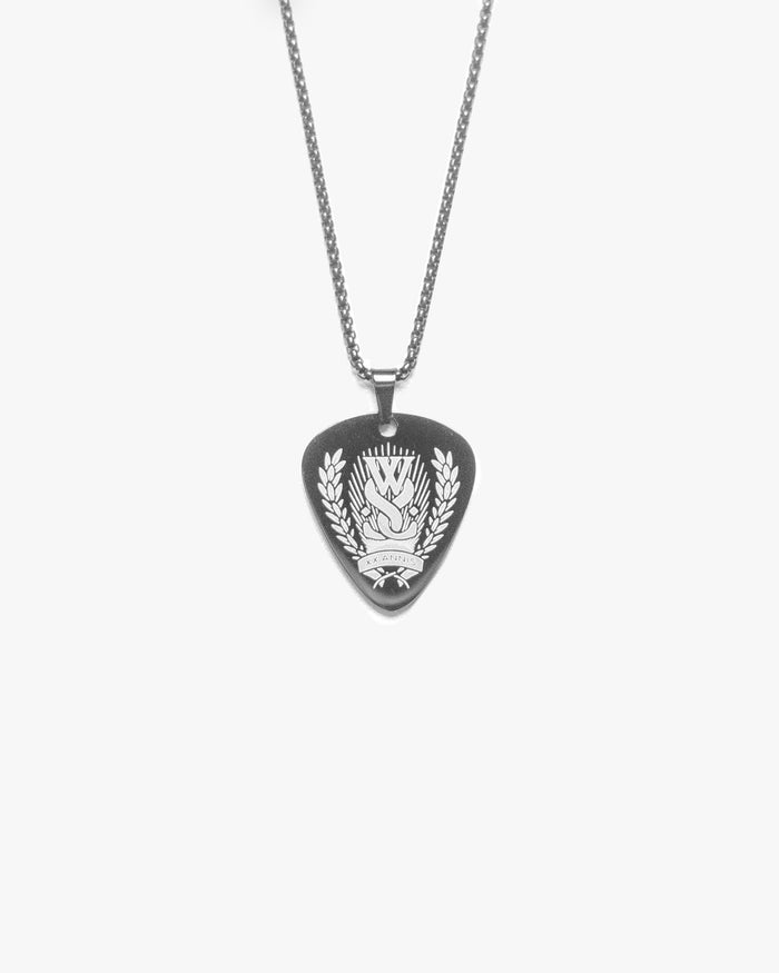 ENGRAVED PLECTRUM NECKLACE - SILVER